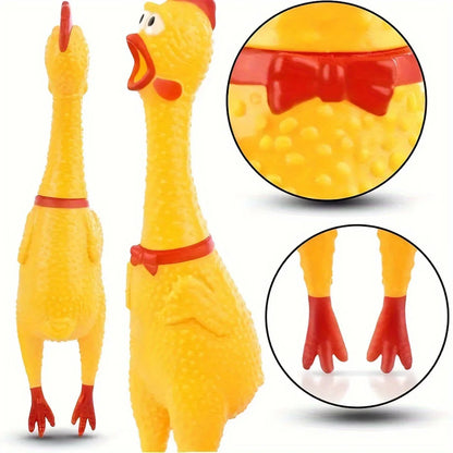 Rubber chicken toy, yellow, squeaky