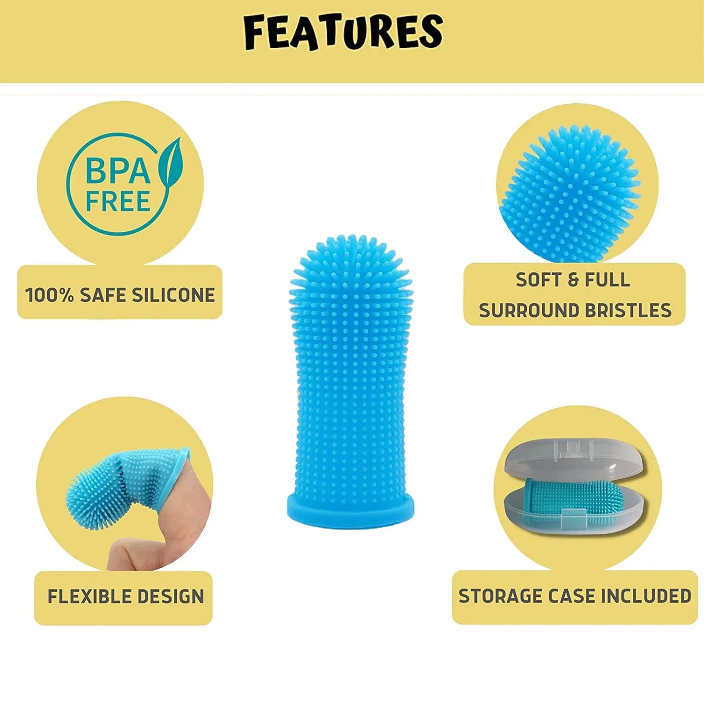 Super soft silicone dog toothbrush for cleaning and odor neutralization