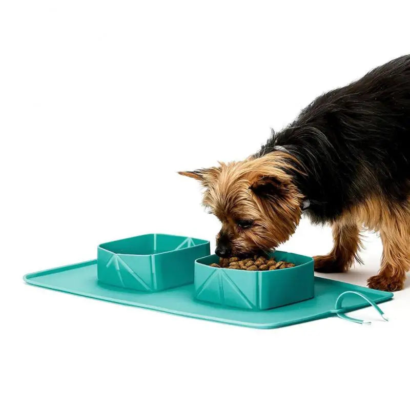 Cuenco plegable para perros y gatos de 600 ml, silicona, con bolsa, cuenco de comida portátil