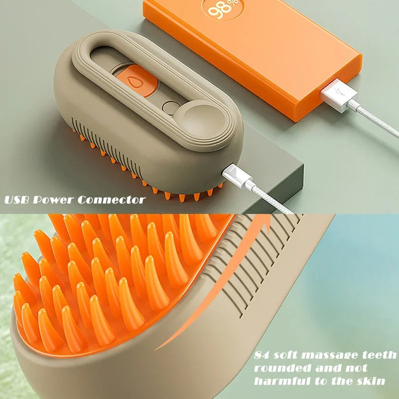 3in1 Electric Cat Brush with Steam Function