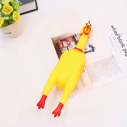 Rubber chicken toy, yellow, squeaky