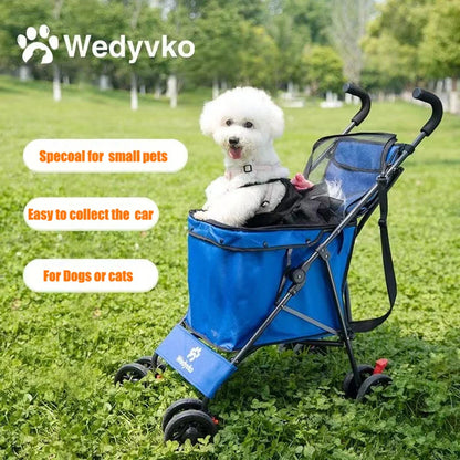 Dog and cat stroller, foldable, waterproof, 4 wheels, travel carrier