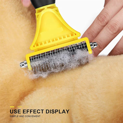 Stainless steel double-sided grooming brush for removing mats and tangles, for dogs and cats