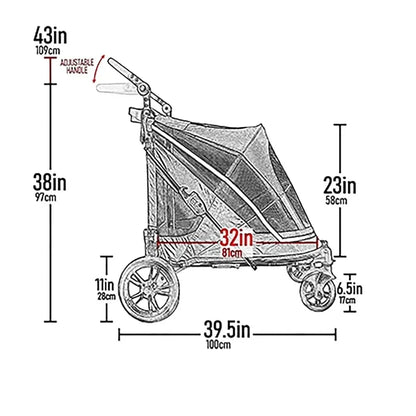 Pet Cart Without Lock, With Double Entry, Easy Entry/Exit For Dogs And Cats