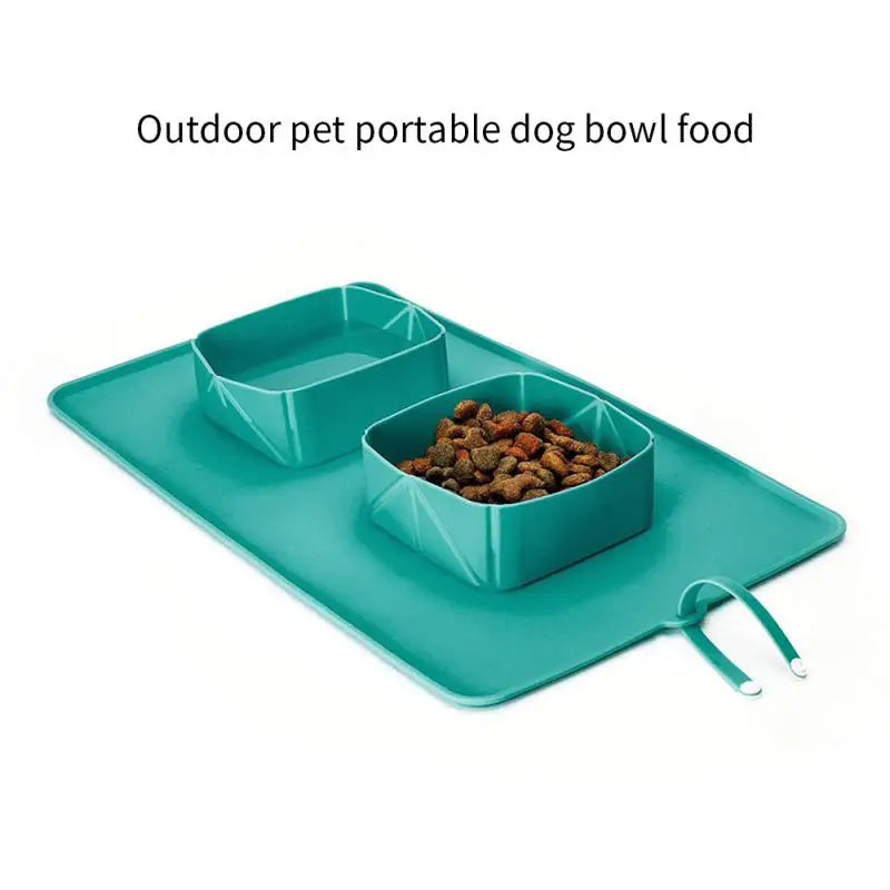 Cuenco plegable para perros y gatos de 600 ml, silicona, con bolsa, cuenco de comida portátil