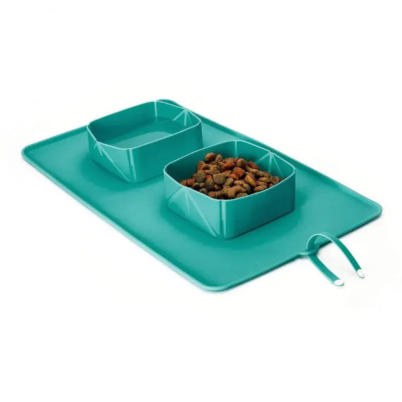 Cuenco plegable para perros y gatos de 600 ml, silicona, con bolsa, cuenco de comida portátil